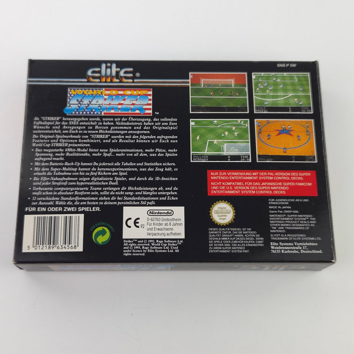 Super Nintendo Spiel World Cup Striker OVP CIB