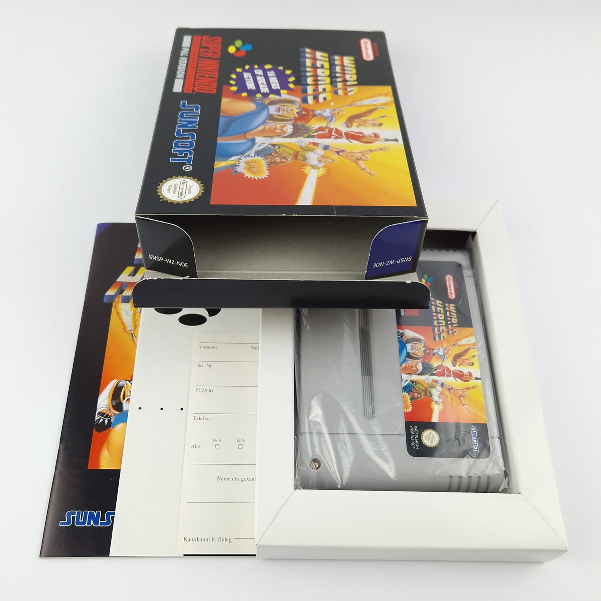 Super Nintendo Spiel – World Heroes OVP CIB PAL NOE
