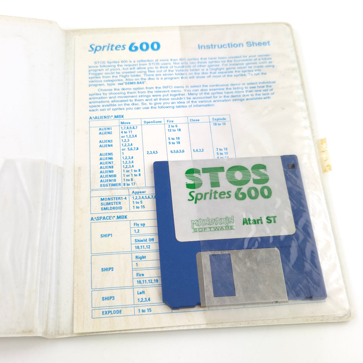 Atari ST Spiel – Stos Sprites 600 Diskette OVP