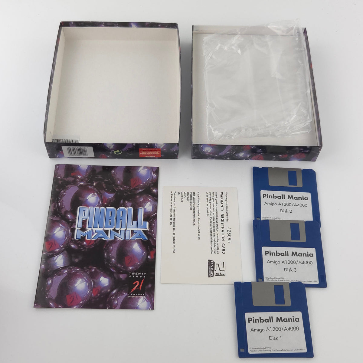 Amiga Spiel Pinball Mania Big Box OVP PAL Diskette 1995