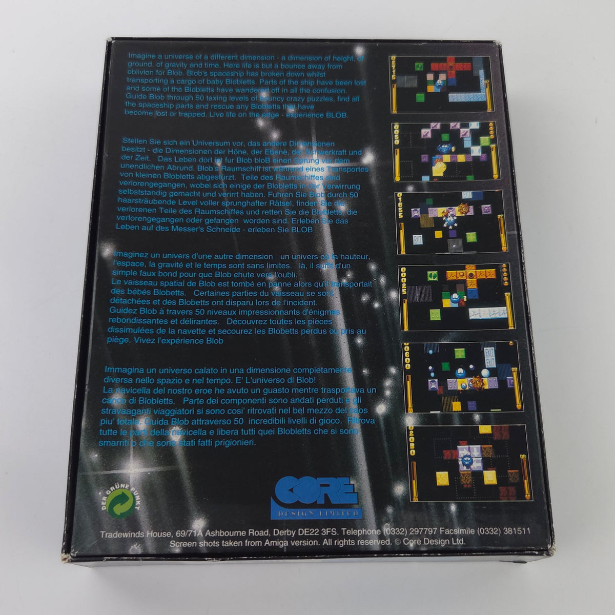Amiga Spiel BLOB Big Box OVP CBM Diskette PAL Core Design