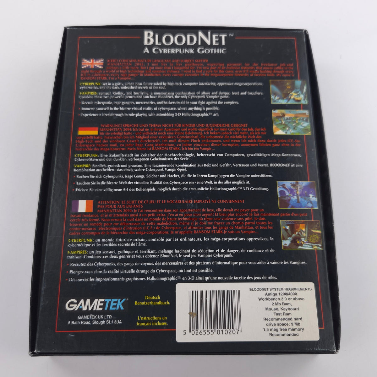 Amiga Spiel Bloodnet Big Box OVP PAL Diskette Gametek