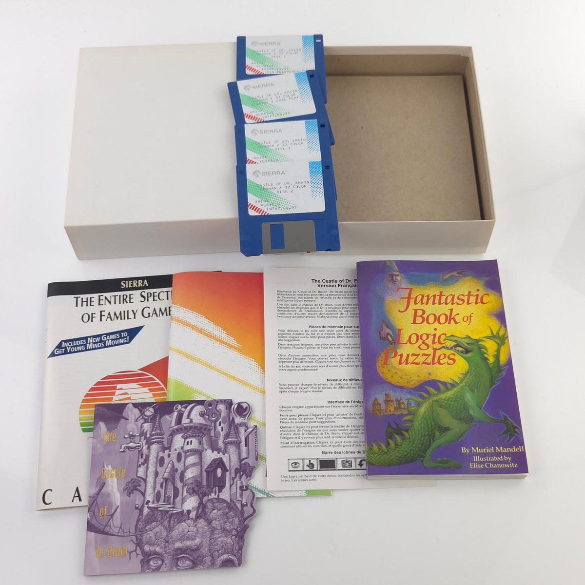 Amiga Spiel Castle of Dr. Brain Big Box OVP PAL Diskette
