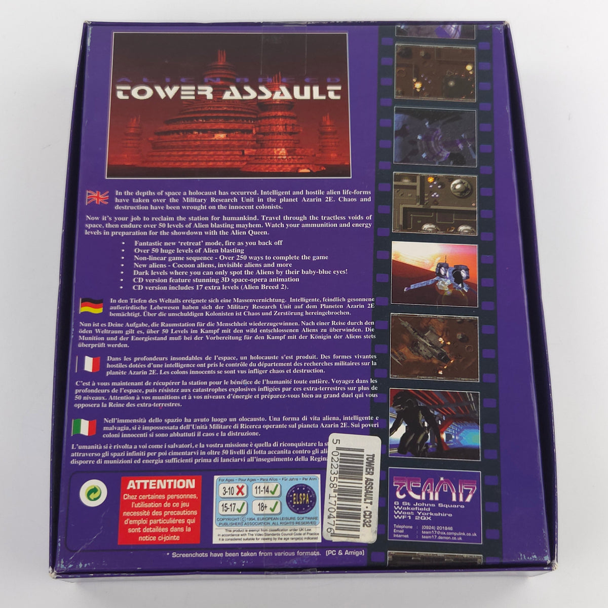Amiga CD32 Spiel Alien Breed Tower Assault Big Box OVP