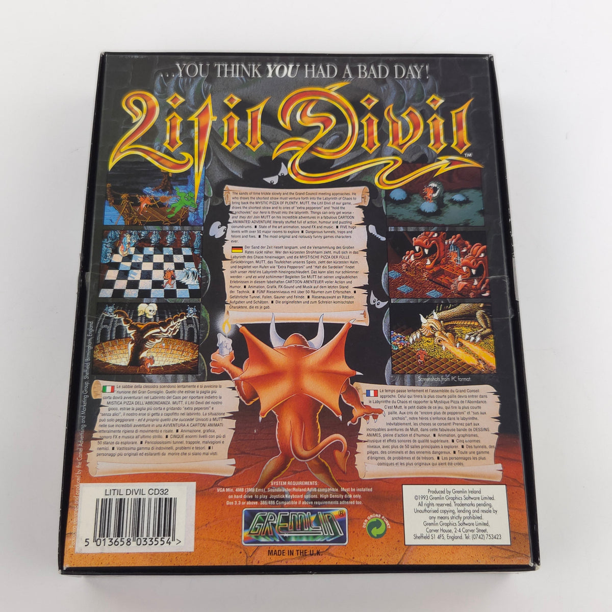 Amiga CD32 Spiel Litil Divil Big Box OVP PAL Gremlin