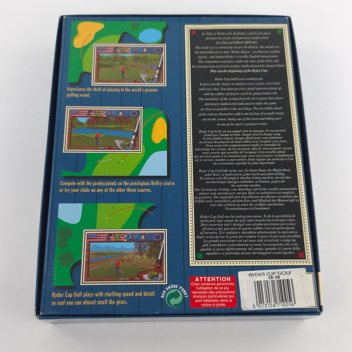 Amiga CD32 Spiel Ryder Cup Johnnie Walker Big Box OVP PAL
