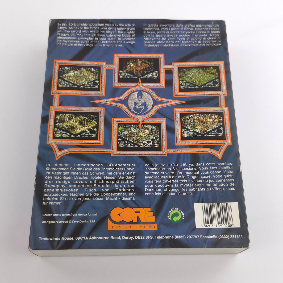 Amiga Spiel Darkmere Big Box OVP PAL Core Design Diskette