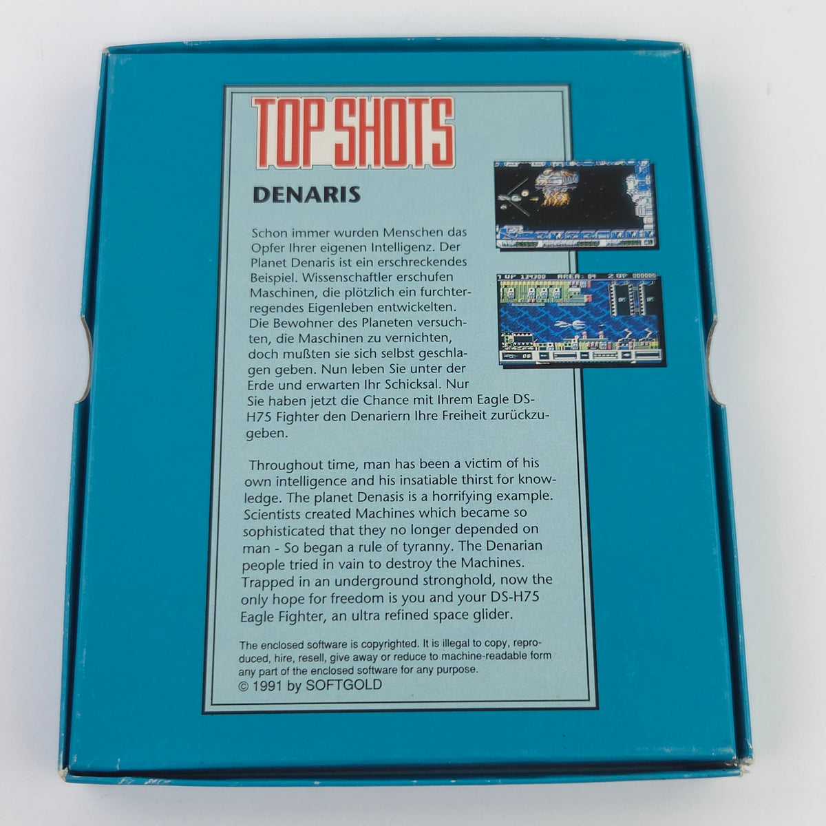 Amiga Spiel Denaris Top Shots OVP CBM DISK PAL Rainbow Arts