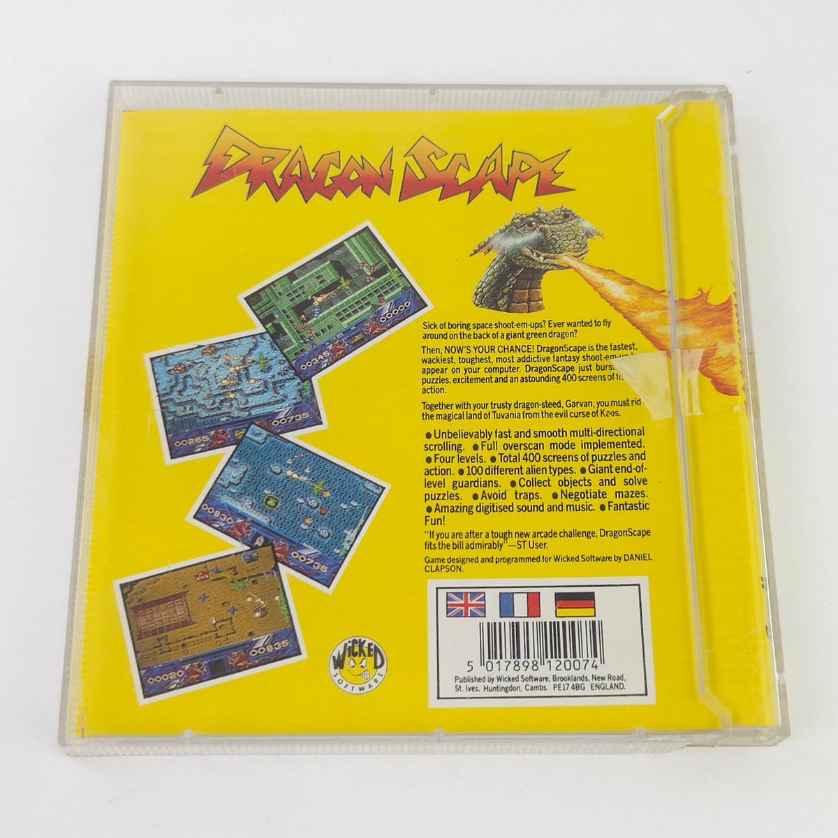 Amiga Spiel Dragon Scape Jewel Case OVP CBM PAL Disk