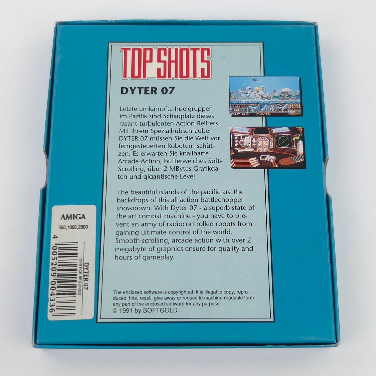 Amiga Spiel Dyter 07 Top Shots OVP CBM Disk PAL 1990