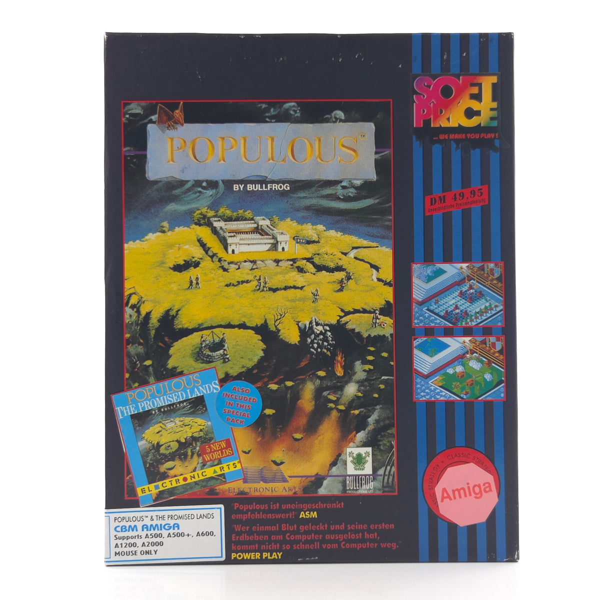 Amiga Spiel Populous Promised Lands Big Box OVP PAL CBM