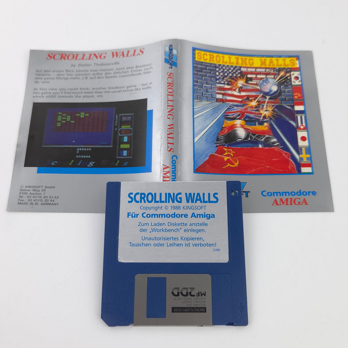 Amiga Spiel Scrolling Walls Cover CBM Disk PAL Kingsoft