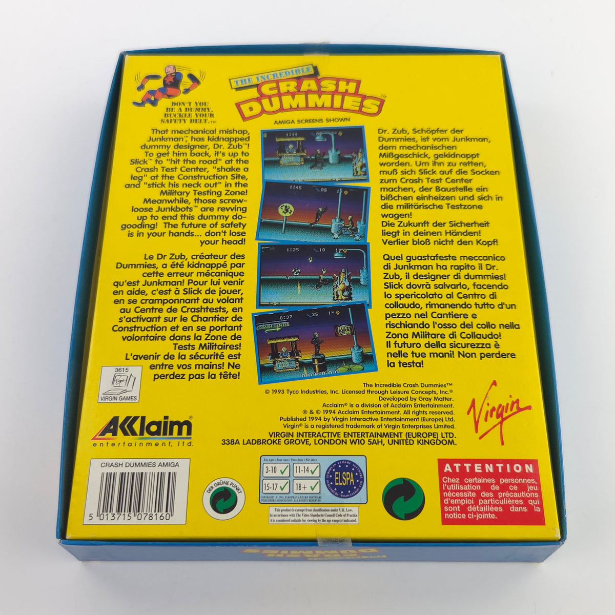 Amiga Spiel The Incredible Crash Dummies Big Box OVP PAL