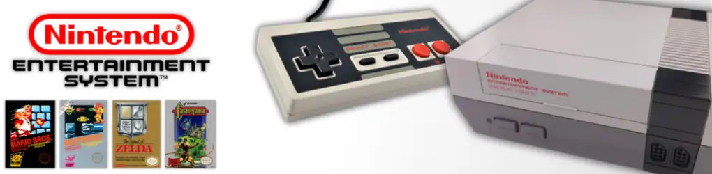 Graue und weiße Nintendo Entertainment System Konsole mit roten Tasten auf dem Controller