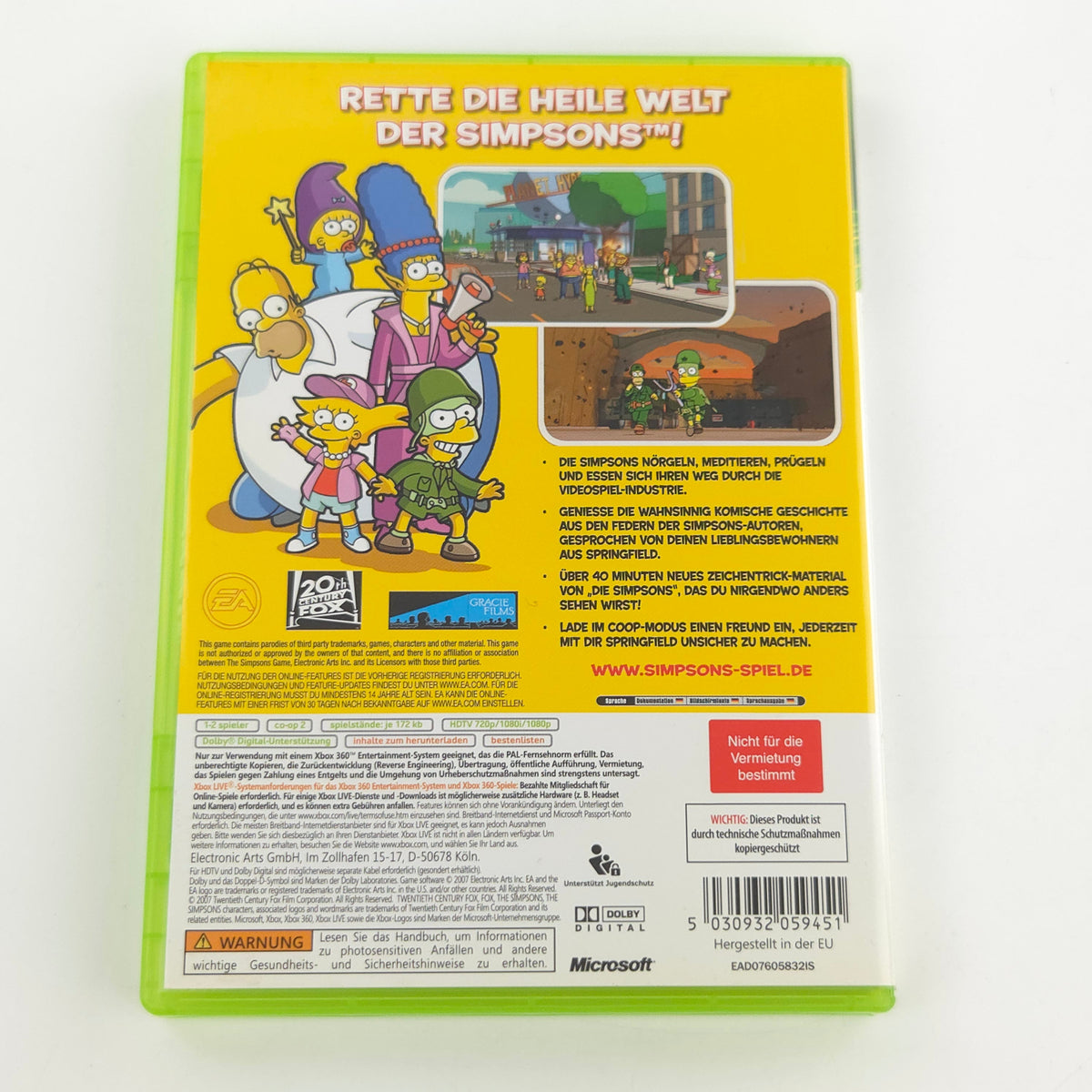 Microsoft Xbox 360 Spiel: Die Simpsons das Spiel - CD-Rom Anleitung OVP (DE PAL)