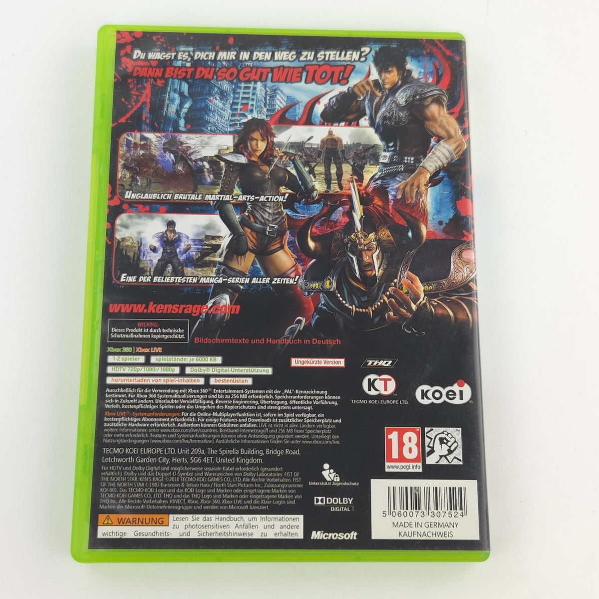 Xbox 360 Spiel Fist of the North Star USK18 OVP