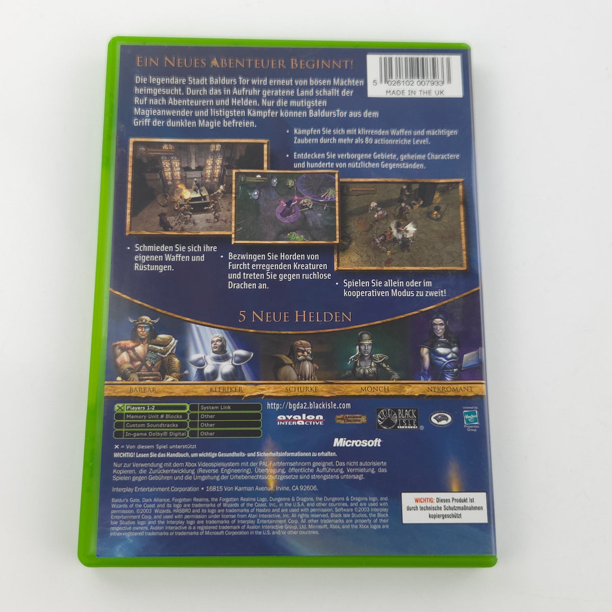 Microsoft Xbox Spiel Baldurs Gate Dark Alliance OVP