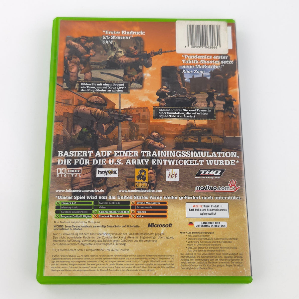 Xbox Classic Spiel – Full Spectrum Warrior (OVP)