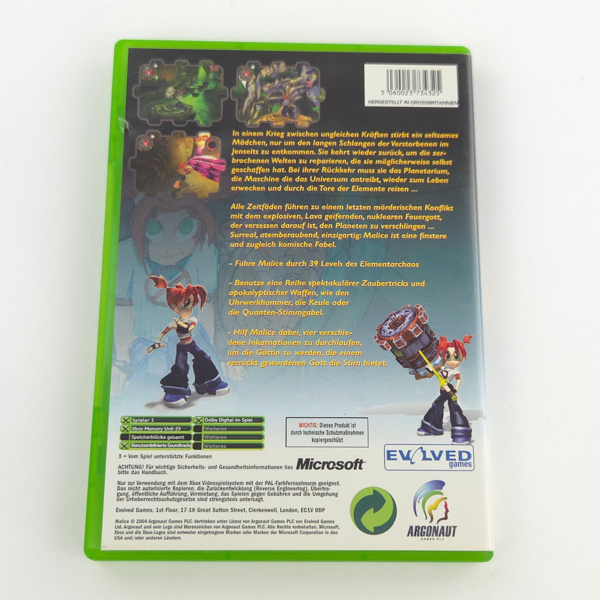 Microsoft Xbox Classic Spiel: Malice - CD-Rom Anleitung OVP (DE PAL)
