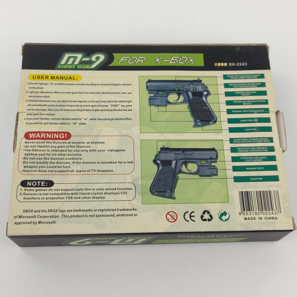 Microsoft Xbox Zubehör M-9 Light Gun Controller OVP