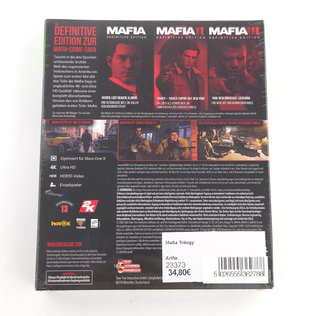 Xbox One Spiel Mafia Trilogy Neu USK 18