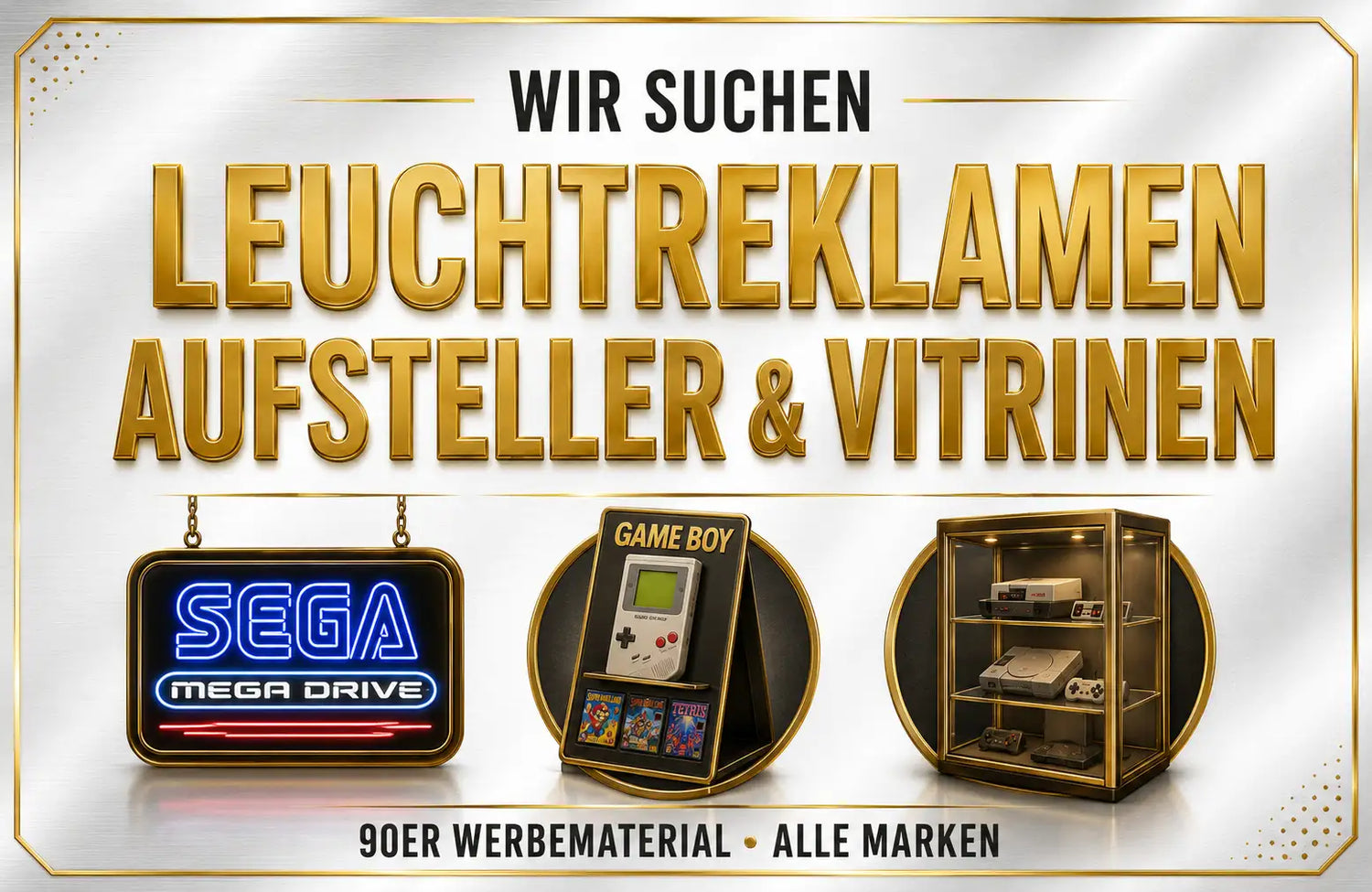 Neon-Sega-Mega-Drive-Schild in Blau und Rot mit schwarzem Hintergrund.