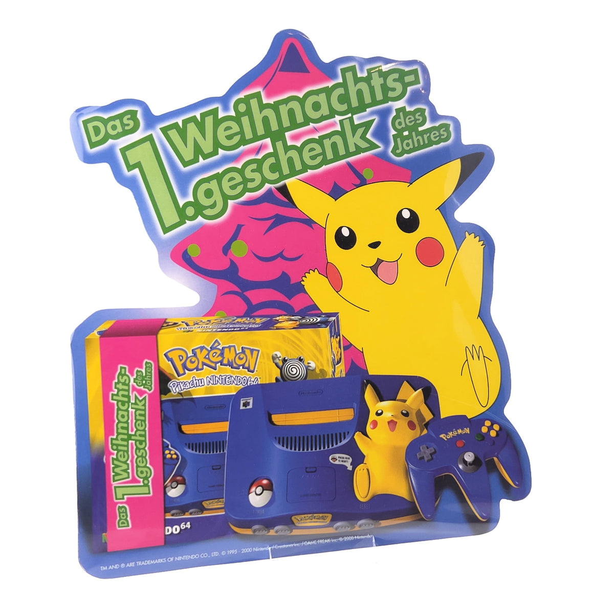 Nintendo 64 Promo Banner Weihnachten Pokemon Pikachu Sign