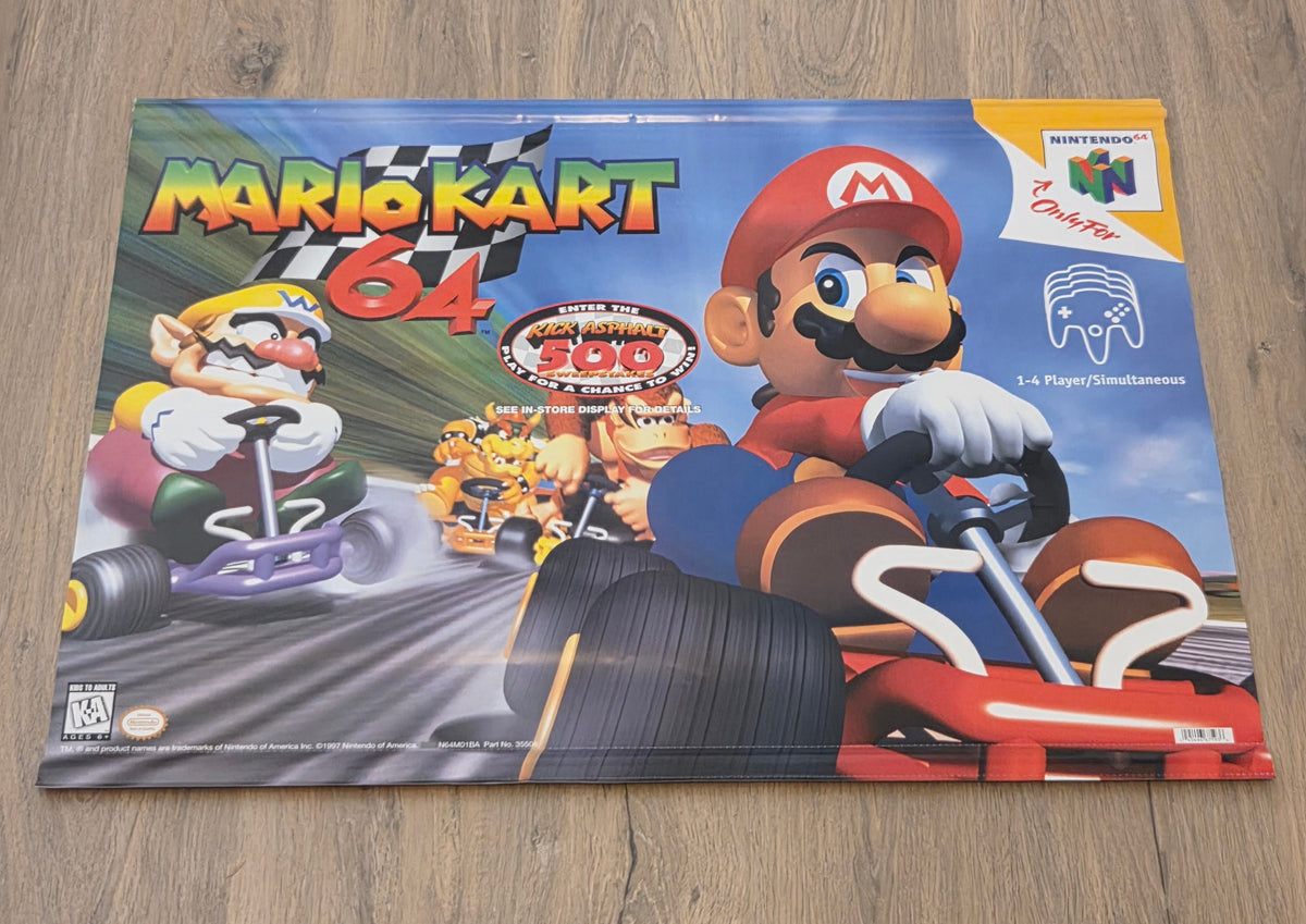 Nintendo 64 Promo Vinyl Banner Mario Kart 64 Display Original
