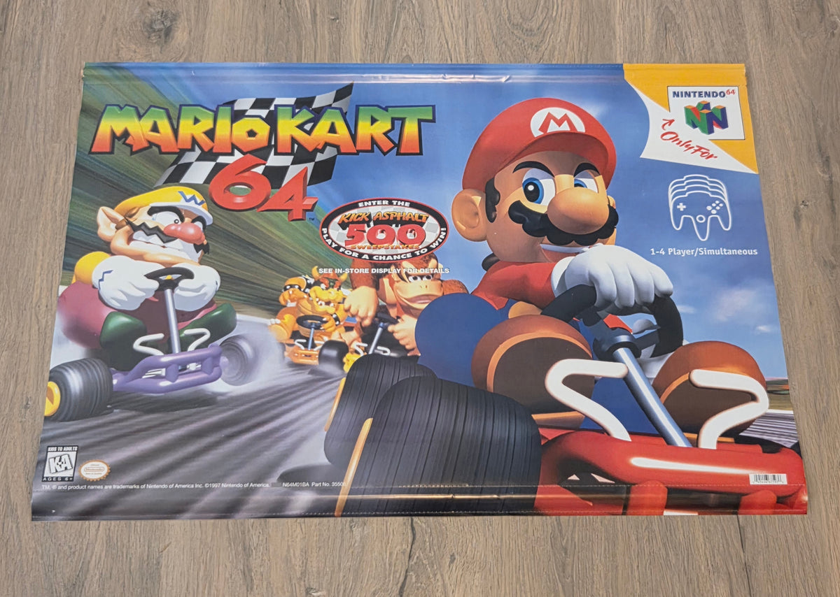 Nintendo 64 Promo Vinyl Banner Mario Kart 64 Display Original