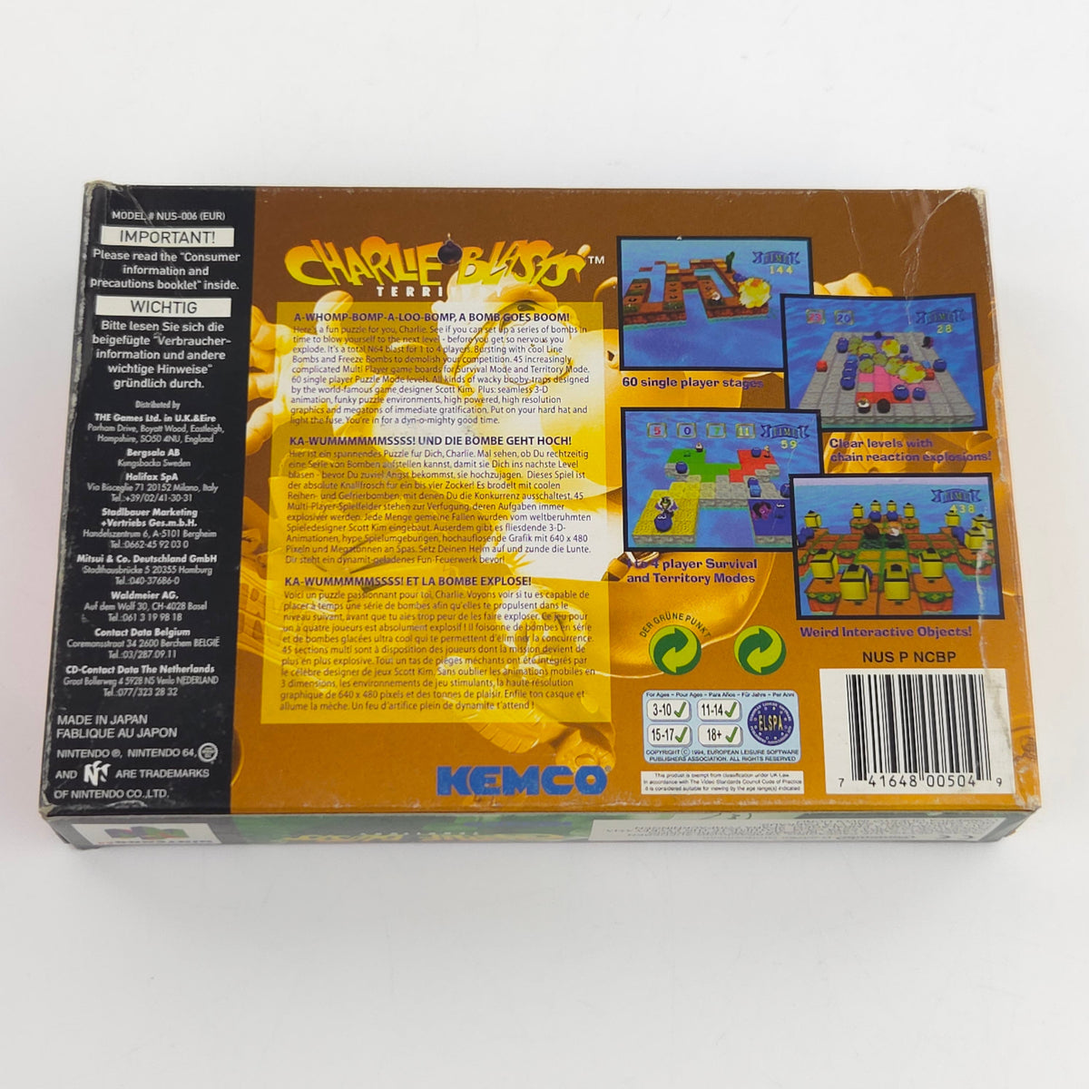 Nintendo 64 Spiel Charlie Blasts Territory N64 OVP CIB