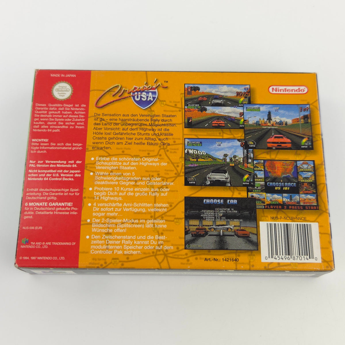 Nintendo 64 Spiel Cruisn USA N64 Modul Anleitung OVP CIB