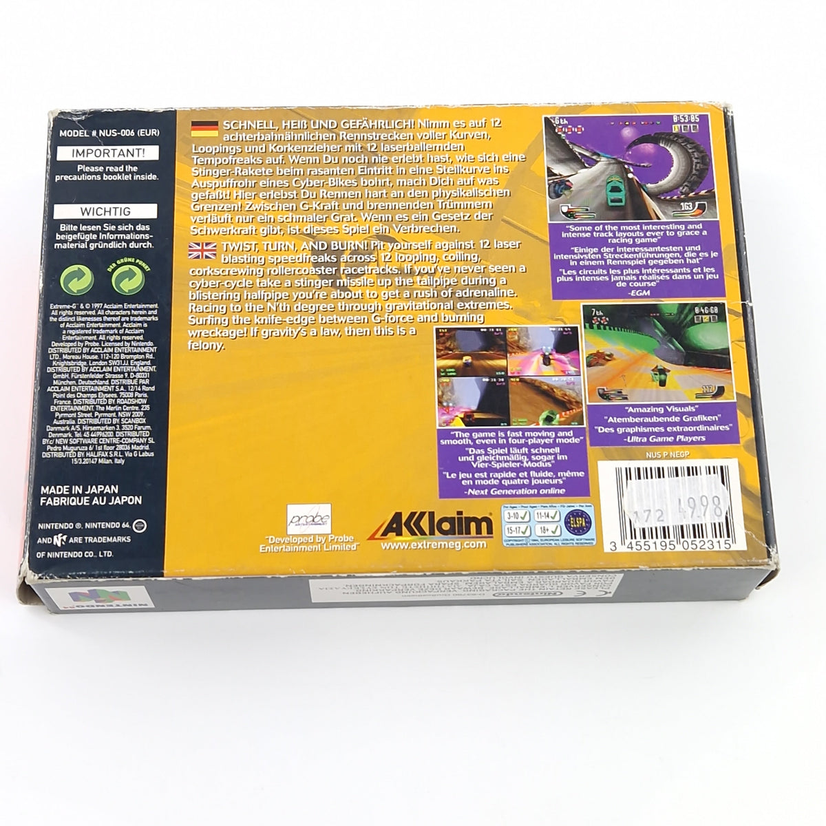 Nintendo 64 Spiel – Extreme-G OVP Anleitung N64 PAL EUR