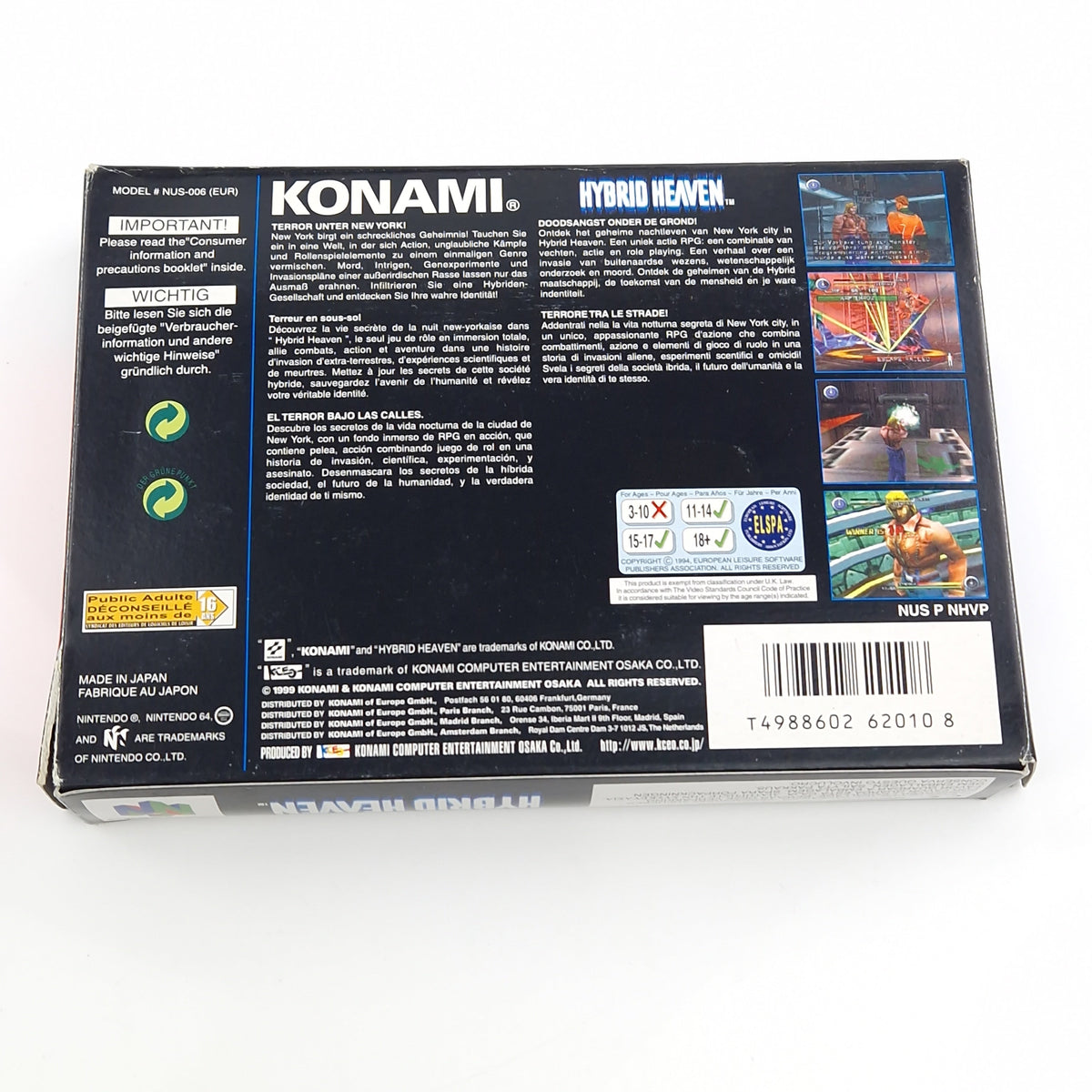 Nintendo 64 Spiel – Hybrid Heaven Modul OVP PAL EUR
