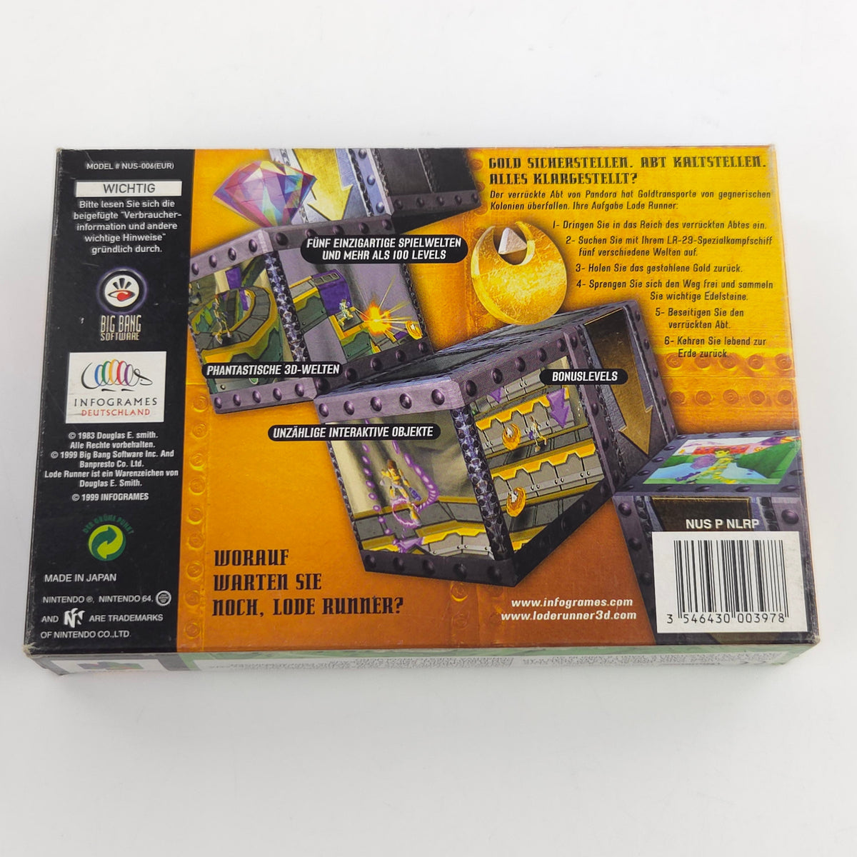 Nintendo 64 Spiel Lode Runner 3D N64 OVP CIB PAL NOE