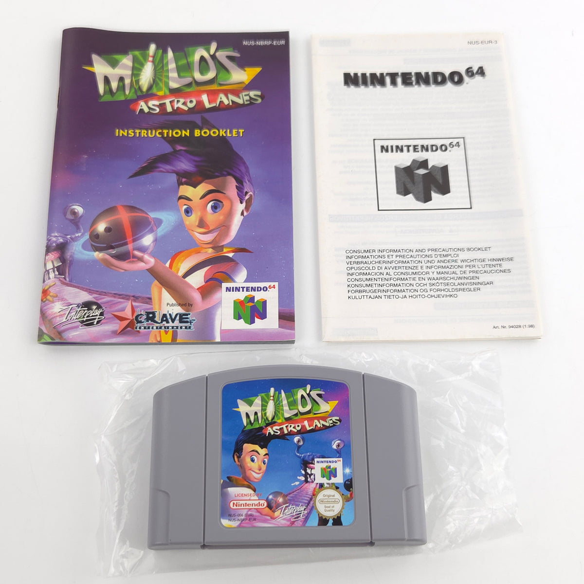 Nintendo 64 Spiel Milo´s Astro Lanes N64 OVP CIB PAL EUR