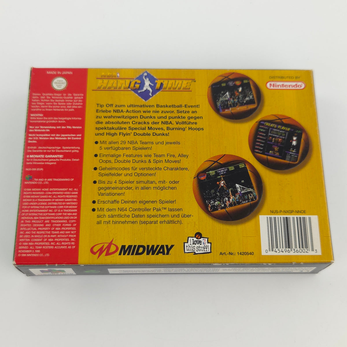 Nintendo 64 Spiel NBA Hang Time Basketball Modul OVP PAL