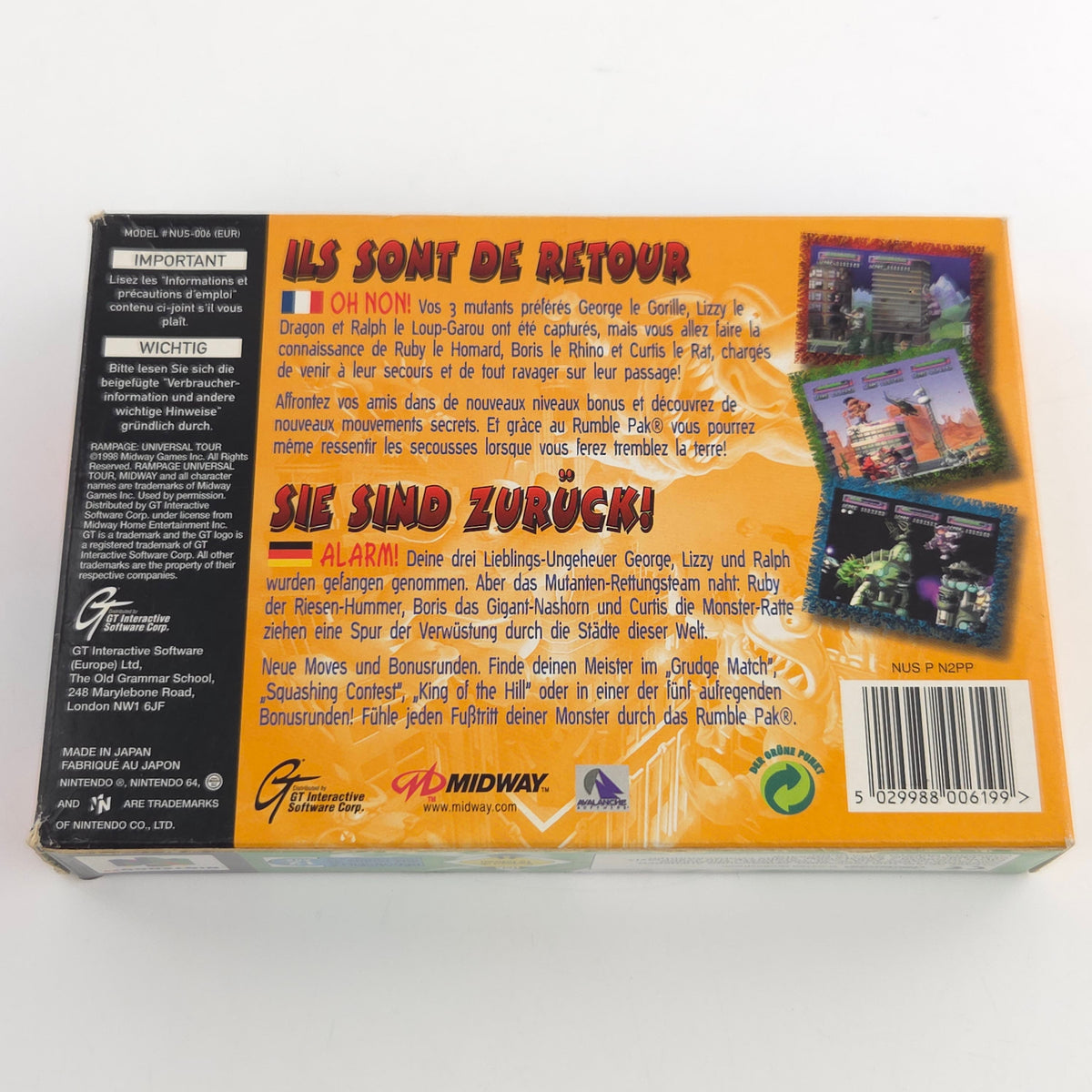 Nintendo 64 Spiel Rampage 2 Universal Tour N64 OVP CIB