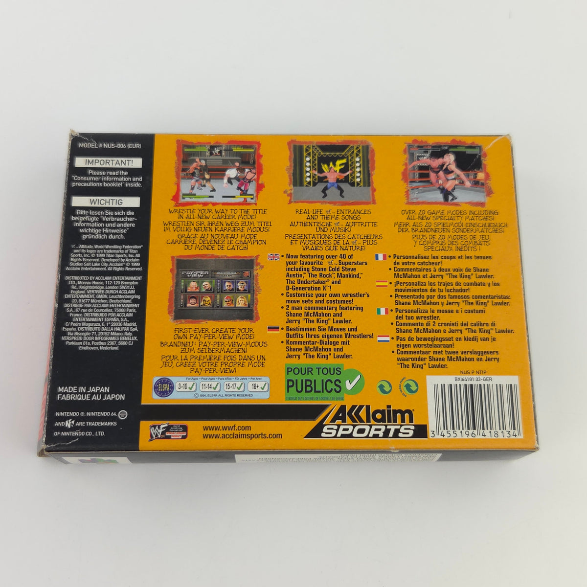 Nintendo 64 Spiel WWF Attitude Get it N64 Modul OVP PAL