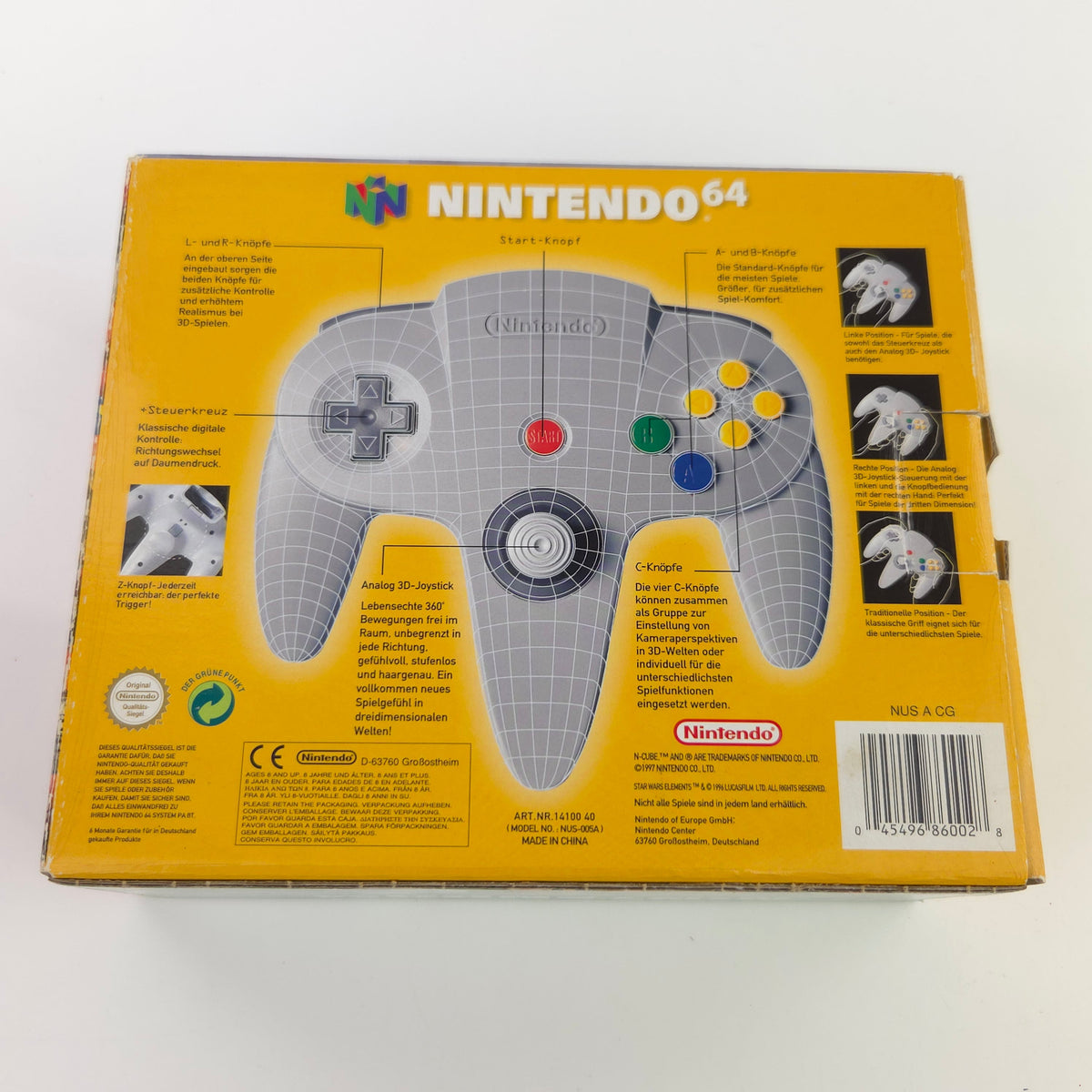 Nintendo 64 Original Grauer Controller Gamepad OVP PAL
