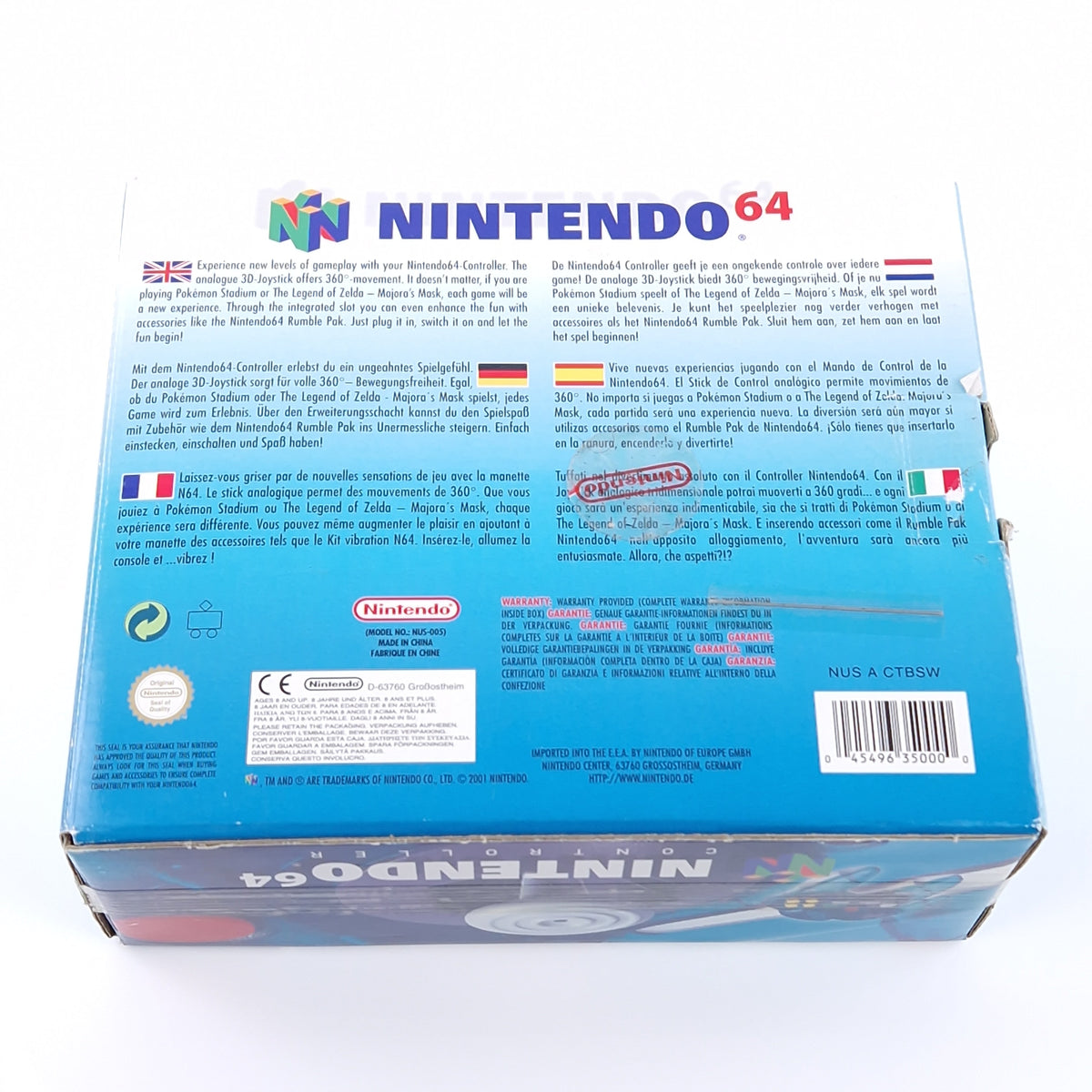 Nintendo 64 Controller Original Clear Blue OVP PAL