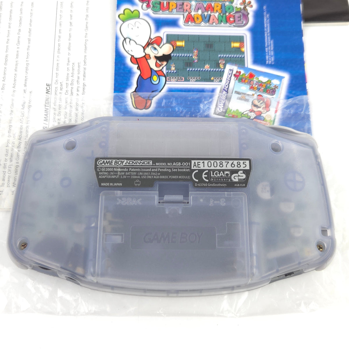 Game Boy Advance Konsole Transparent Blau OVP PAL AGB-001