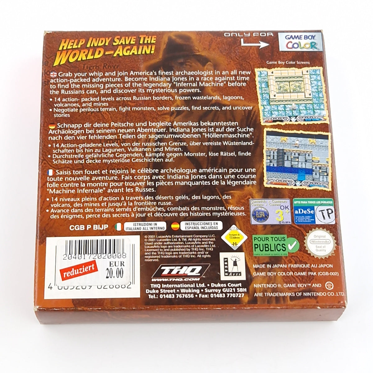 Game Boy Color Spiel – Indiana Jones and the Infernal Machine OVP
