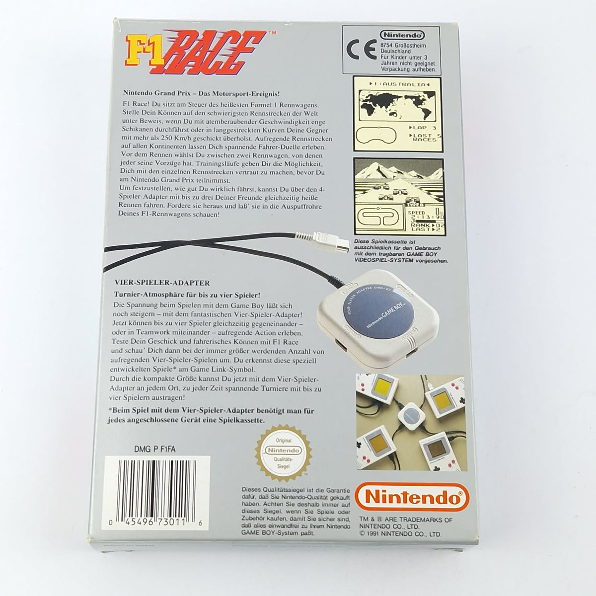 Nintendo Game Boy Spiel – F-1 Race mit 4 Spieler Adapter OVP