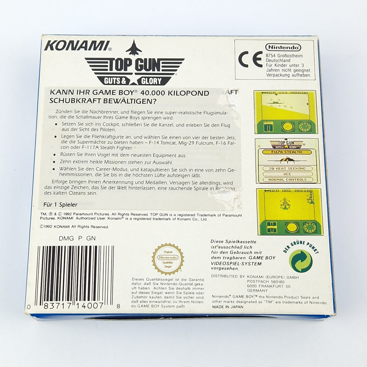Game Boy Spiel – Top Gun Guts & Glory OVP CIB