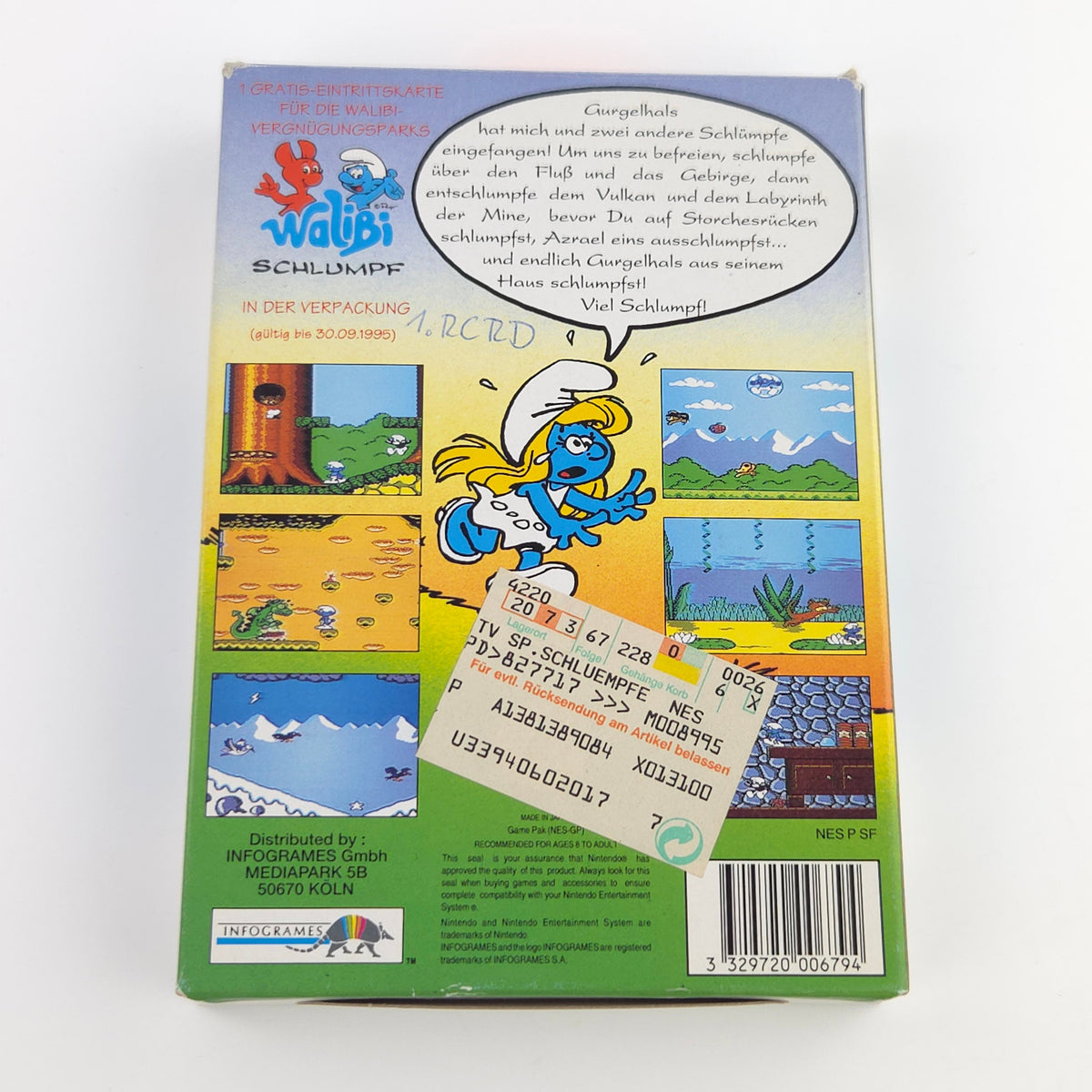 NES Spiel Die Schlümpfe Komplett OVP Poster NOE PAL B