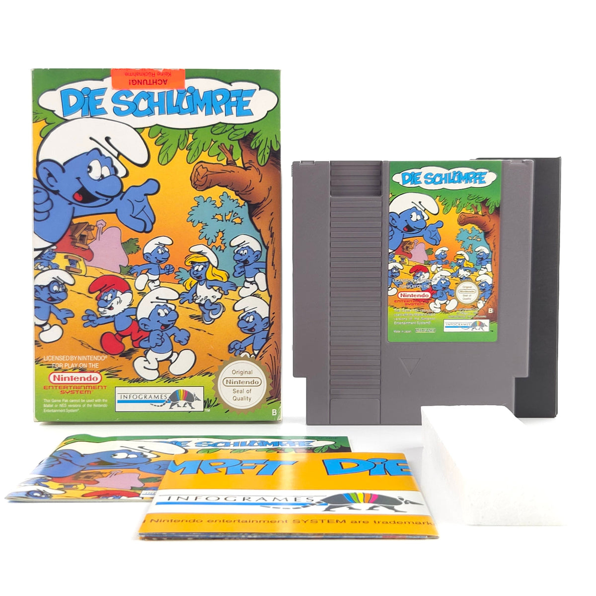 NES Spiel Die Schlümpfe Komplett OVP Poster NOE PAL B