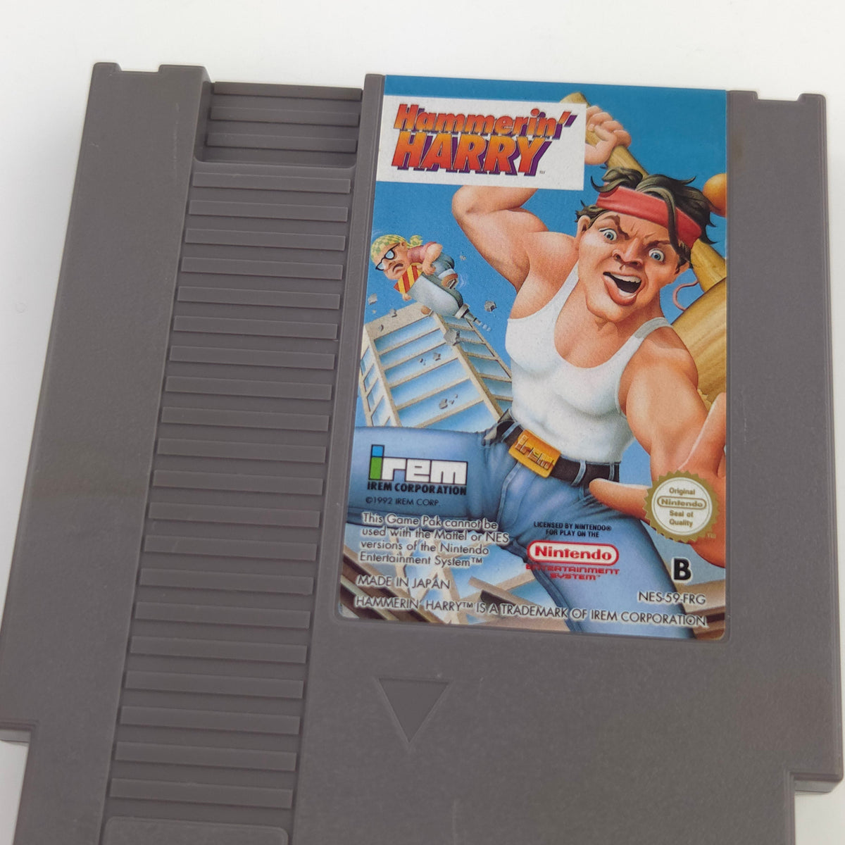 Nintendo NES Spiel Hammerin Harry Modul Schutzhülle PAL