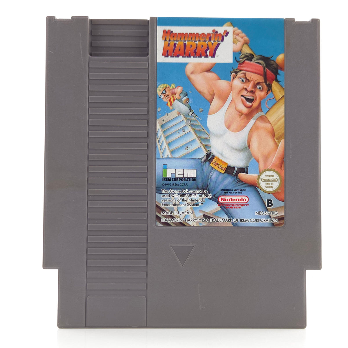 Nintendo NES Spiel Hammerin Harry Modul Schutzhülle PAL