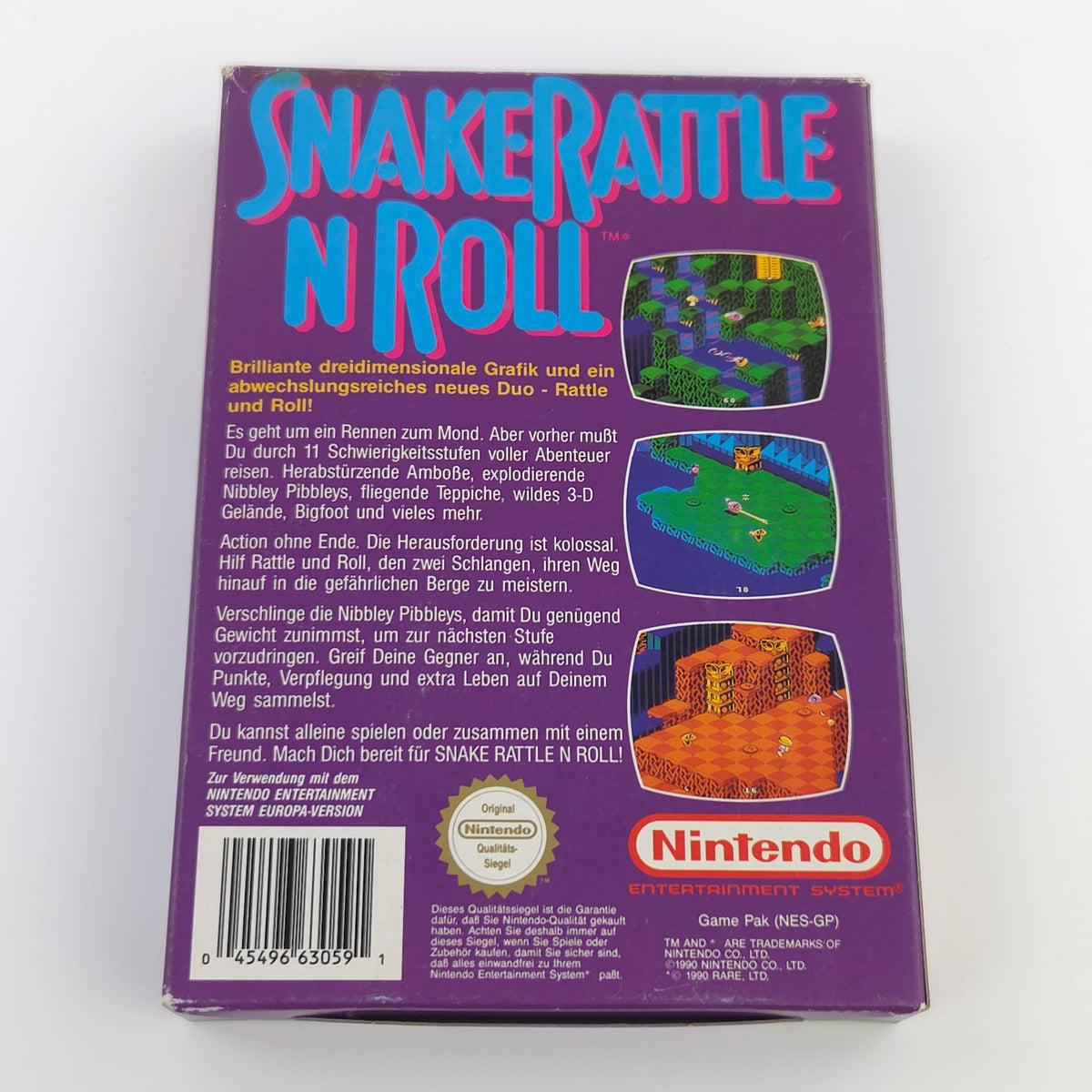 NES Spiel Snake Rattle n Roll OVP Anleitung PAL NOE
