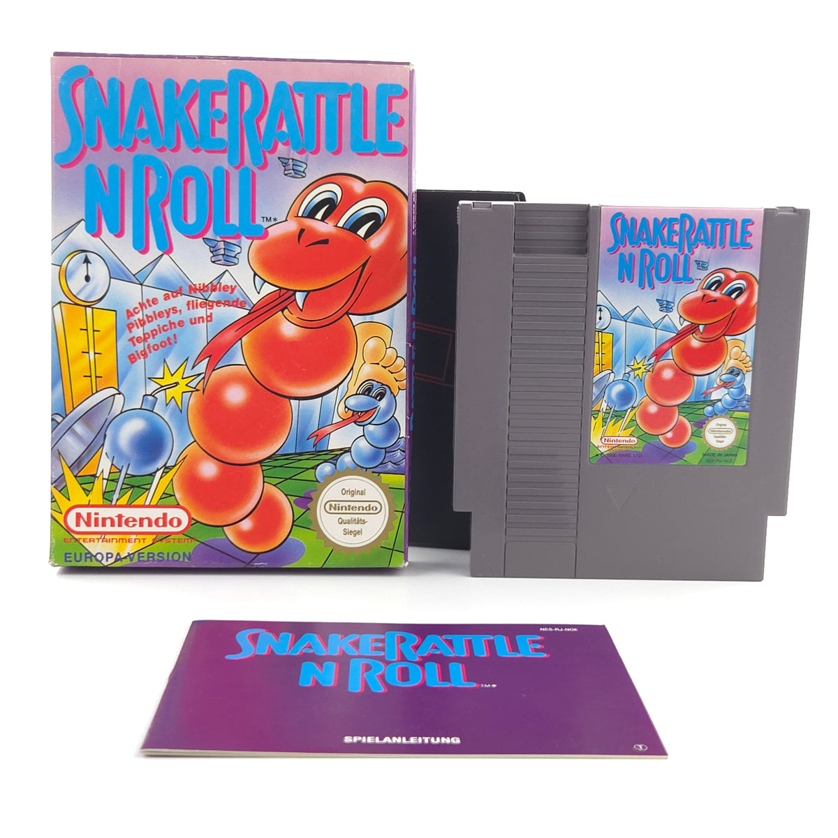 NES Spiel Snake Rattle n Roll OVP Anleitung PAL NOE